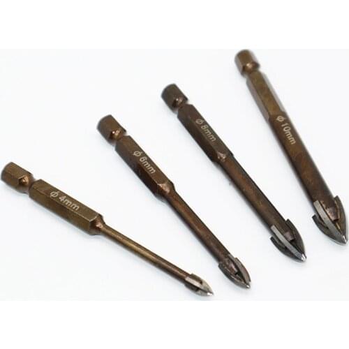 Hexagonal Shank Cross Head Glass Ceramic Drill Clean Power Tool Marble Ceramics Glass Hole Opener Drill