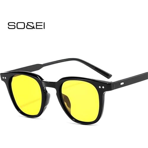 SO&EI Ins Popular Fashion Square Sunglasses Women Retro Nail Eyewear Men Clear Anti-Blu-Ray Lens Glasses Frame Shades UV400