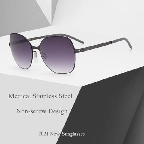 2021 Germany Brand Design Non-Screw Sunglasses Men Polarized Medical Stainless Steel Sun Glasses Frame Super Light Eyewear Whada