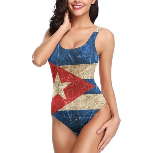 Women 2021 sexy Bikinis Vintage Aged And Scratched Cuban Flag Women Swimsuit One Piece Swimwear R333 Women bathing suit SwimSuit