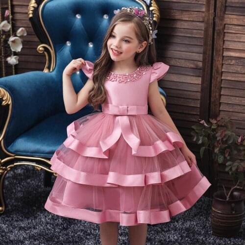 Flower Girl Dress Wedding Princess Pettiskirt Cocktail Prom Party Dresses Floor-Length Folds Vimtage Ball Gown For Girl With Bow