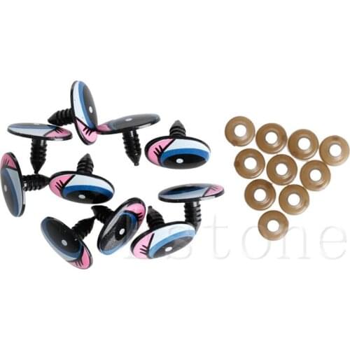 5 Pairs(10Pcs) Oval Blue Safety Plastic Eyes Toy Puppets Dolls Eyes DIY 24 x18mm