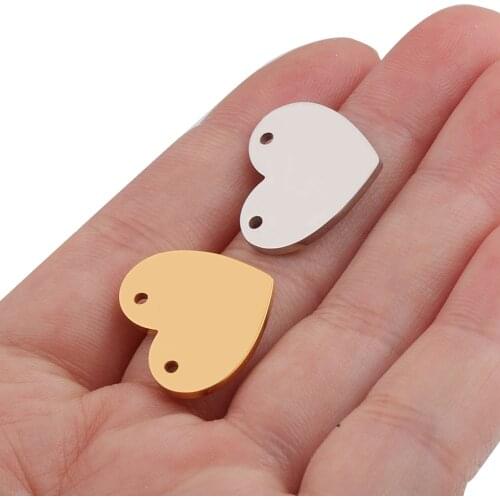 5Pcs/Lot 100% Stainless Steel Mirror Polished Heart Tag Charm Pendant For Bracelet Necklace DIY Jewelry Making Finding Wholesale