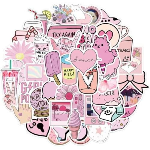 50PCS Cartoon INS Style Cute Ice Cream Girl Stickers For Laptop Moto Skateboard Luggage Refrigerator Notebook Laptop Toy Sticker