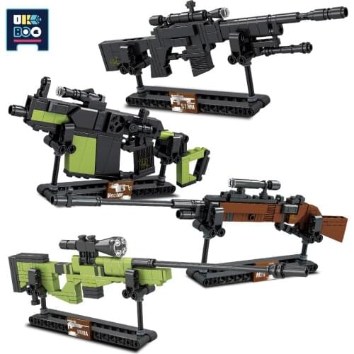 UKBOO 881PCS Military Mini AWM M24 Automatic Rifle Model Building Blocks City DIY Outdoor Assault Gun Game Toys For Children Boy