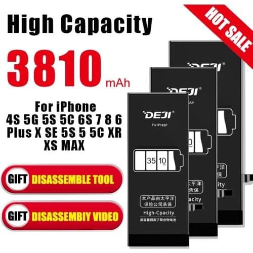 DEJI for iphone 6s battery X se 6 7 8 Xs battery High Capacity Internal Batteries Replacement Original Lithium battery Tools Kit