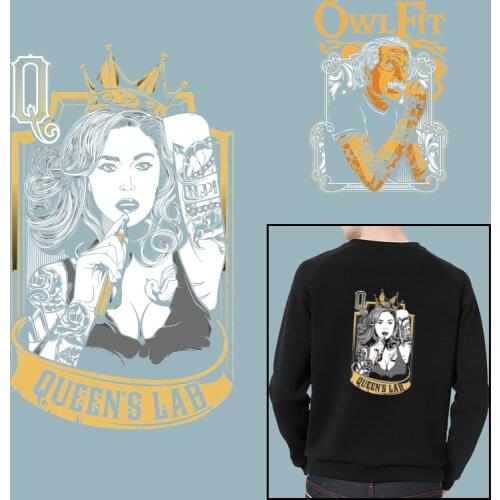 Queen Gold Beauty Applique on Clothes Heat Transfer for Clothing Printed Patches for Clothing DIY T-shirt heat-sensitive patches