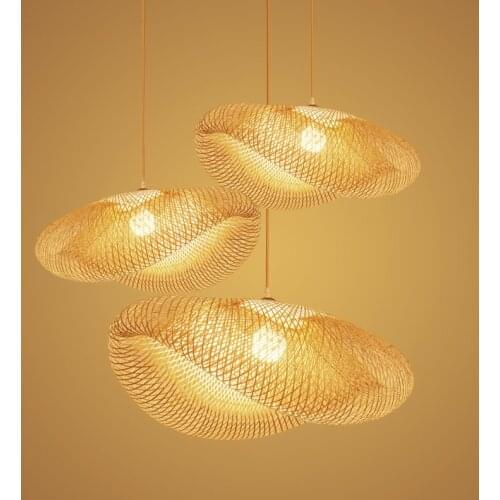 Chinese style bamboo rattan chandelier Southeast Asian restaurant corridor aisle chandelier tea room dining room chandelier