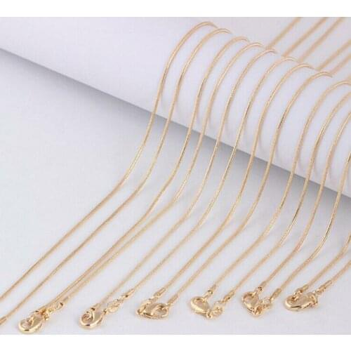 Gold 1MM 16-30in Snake Chains Clasp DIY Jewelry Making Craft Necklace for Women
