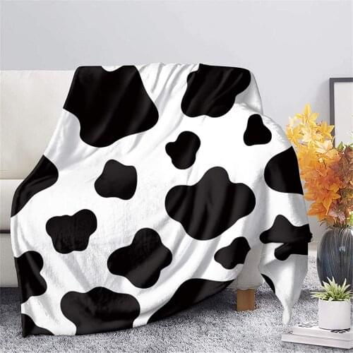 Black White Cow Prints Throw Blanket Washable Bed Couch Sofa Cover Lightweight Soft Microfiber Flannel Blankets
