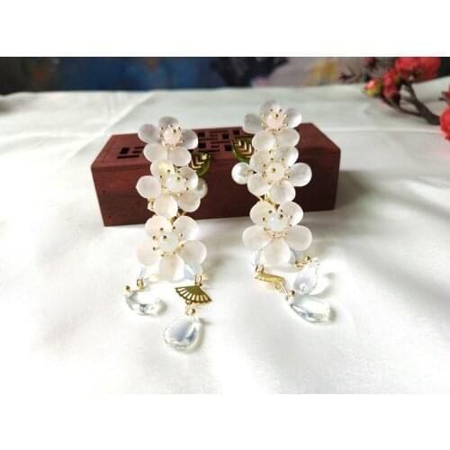 Flower Hairpin Tassels Hair Clip Cosplay for Kimono Hanfu Bride Handwork Gift Halloween Cosplay Hair Clip