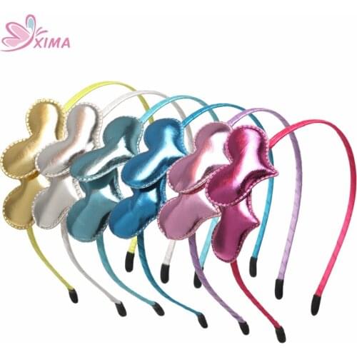 XIMA 1PC Children Headwear Hair Bands Girls Heart Headband Birthday Party Hair Accessories PU Hairband 6 Colors