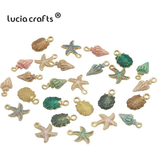 13pcs Starfish Conch Enamel Pendants Cartoon Alloy Metal Ornaments DIY For Jewelry Making Wedding/Valentine'Day Gifts H0220