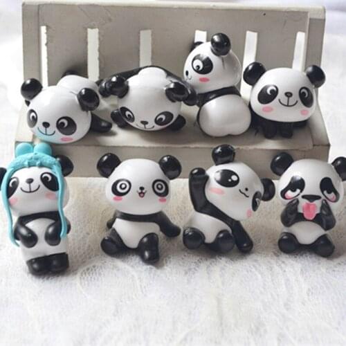 8pcs Cute Panda Figurine Decoration Kids Gift Miniature Garden Figurine Home Decor DIY Micro-landscape Fleshy Gardening Figurine