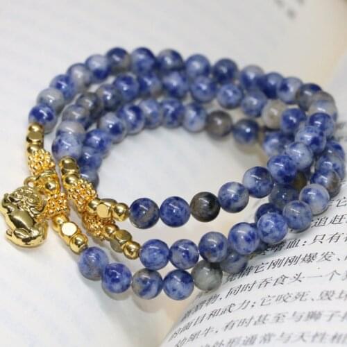 Hot sale multicolor 11 style beads bracelets for women natural 6mm round stone multilayer long chain bangle jewelry B2199