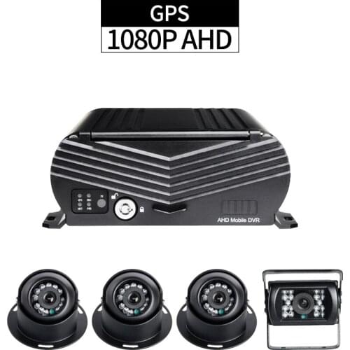 GPS Mobile DVR Kit ,4CH HDD 1080P Security Car DVR Recorder G-sensor Loop Video with 4PCS AHD 2.0MP Cameras for Bus Taxi Truck