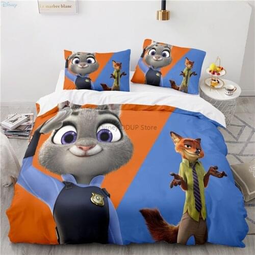 Judy Hopps Nick Wilde Cartoon Zootopia Bedding Set Twin Full Queen King Duvet Cover Set Pillowcase Bed Linen Bedclothes Bed Sets