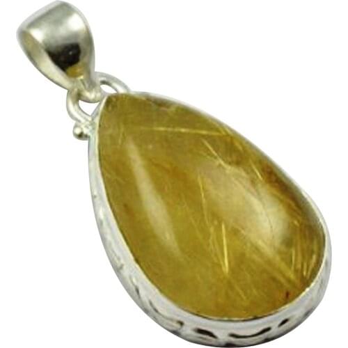 Lovegem Nature Golden Rutile Pendant 925 Sterling Silver , 39.4 mm, MHBAP4587