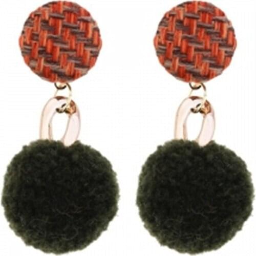 Cute Round Ball Geometric Earrings Contrast Color Earrings For Party Wedding Gift Wholesale Hair Ball Brincos Bijoux