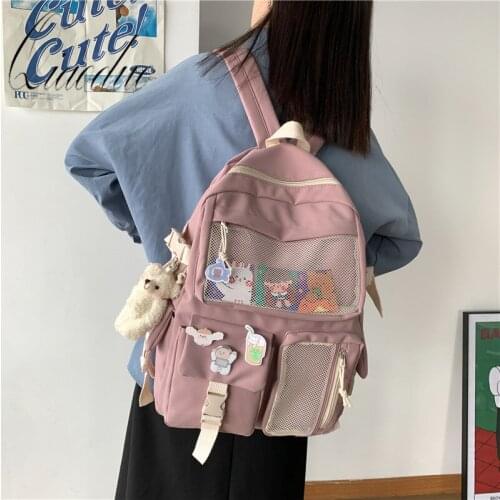 Qiaoduo Kawaii Nylon Women Backpack Fashion Waterproof Rucksack for Teen Girls School Bag Cute Student Bookbag Travel Mochila