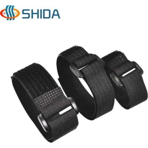 New 2.5cm Width 20 - 150 cm Hook Loop Magic Tape Reusable Cable Ties Nylon Fixed Fastener Wrap Strap with Plastic Buckles
