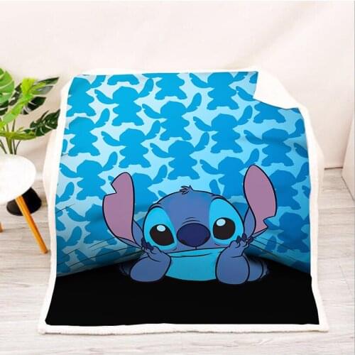 Lilo & Stitch 3D Printed Sherpa Blanket Thows Travel Bedding Throw for Sofa Bed Cover Single Twin Bedding Baby Boys Girls Gifts
