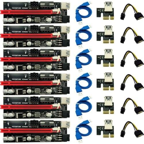 18PCS VER009 USB 3.0 PCI-E Riser Express VER 009S 1X to 16x Extender Riser Adapter Card Sata Extender PCIE Adapter Power Cable