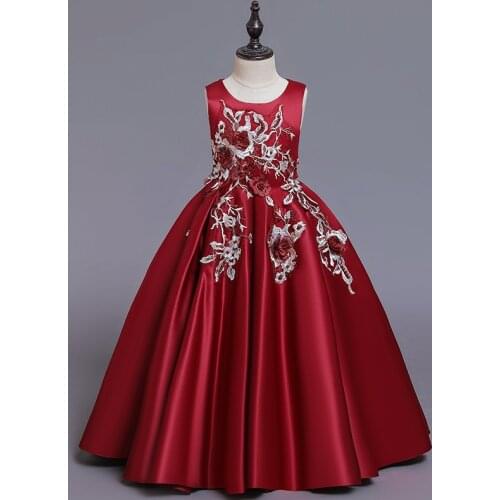 New Year Kids Dresses For Party Wedding Dress Embroidered beaded gown Children Pageant Gown Girls Princess Dress Girl Clothing