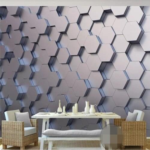 Custom wallpaper 3d simple hexagonal geometry stereo TV background wall high-grade waterproof material