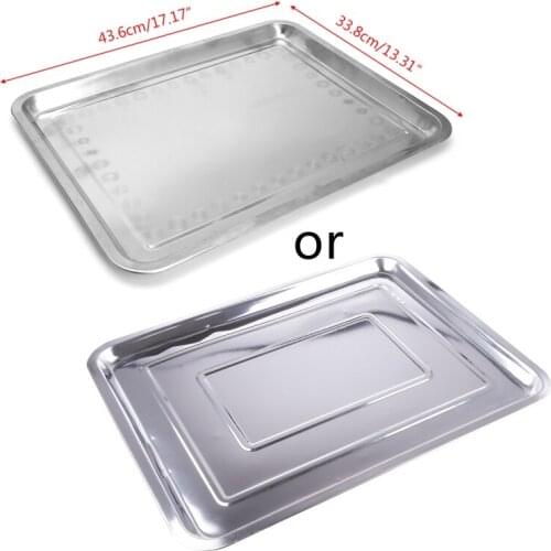 Stainless Steel Rectangular Plate Barbecue Grilled Fish Tray BBQ Food Container