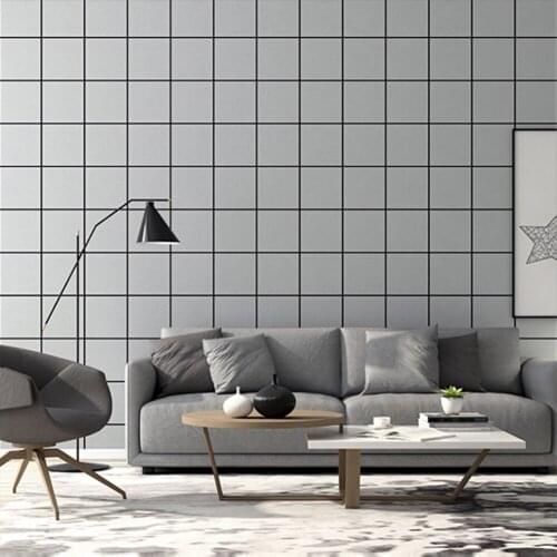 Q QIHANG Nordic Premium Light Gray Plaid PVC Bedroom Living Room TV Background Wallpaper Roll 5.3m2