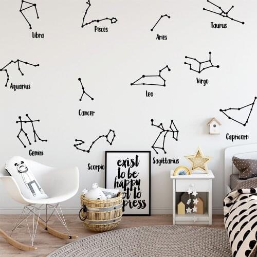 Romantic 12 Constellations Wall Stickers Modern Fashion Wall Decor For Kids Room Bedroom Wall Decals Sticker Murals