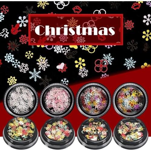 Christmas Ornaments Christmas Tree Elk Snowflake Pearlescent Color Nail Sequins DIY Nail Art Decoration Handmade Materials
