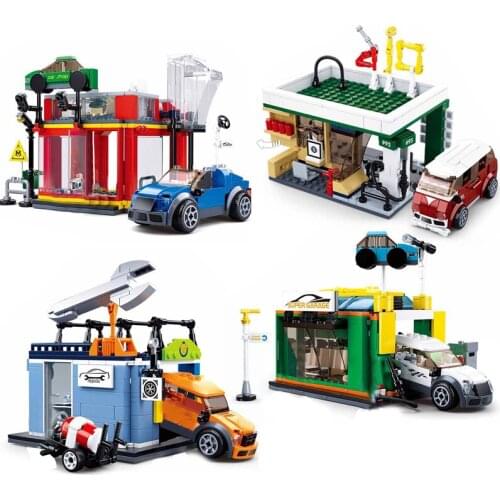 City Speed Champions Technical Vehicle Garage Race Racing Car Bus Model Building Block DIY Bricks Kids Toy Friends Classic Ideas