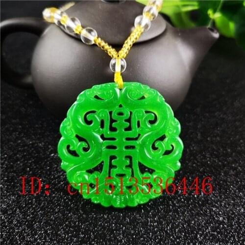 Certified Green Jade Phoenix Pendant Chinese Jadeite Emerald Necklace Charm Women Fashion Jewelry Lucky Amulet MEN Gifts
