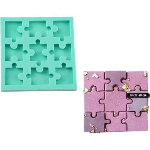 Jigsaw Puzzle Fondant Cake Silicone Mold Aroma Plaster Gypsum Mould DIY Ice Cube Tray Molds Chocolate Cake Tools K805