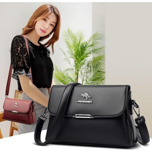 Casual Female Crossbody Bag 2021 New Pu Leather Messenger Bags for Women Luxury Designer Handbag Black Small Flap Shoulder Bag