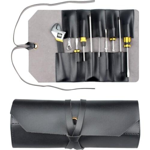 Leather Big Tool Roll Up Bag Portable Carry on Pouch Storage Woodworking Tools Organizer Bicycle Repair Tool Kit Bag