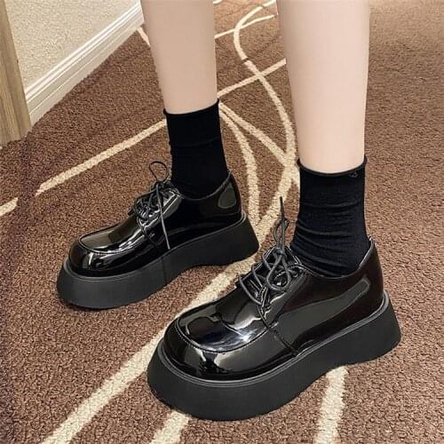 College students shoes Woman Pumps Fashion Female Ladies Round Toe Lace Up Non-slip Black Basic Heel Pumps Women Shoes Size 40