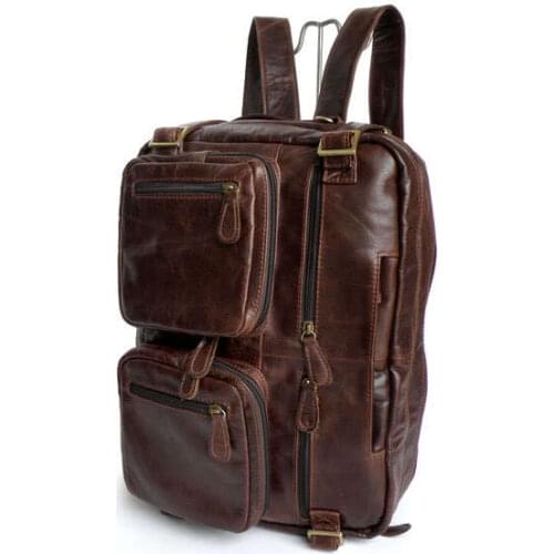 Nesitu Vintage Real Genuine Leather Women Men Backpacks Cowhide Men Travel Bags Portfolio #M7026