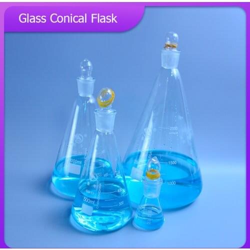 High-quality 50-2000ml Glass conical flask with cap Glass Erlenmeyer Flask glass for laboratory triangle flask Boro 3.3 glass