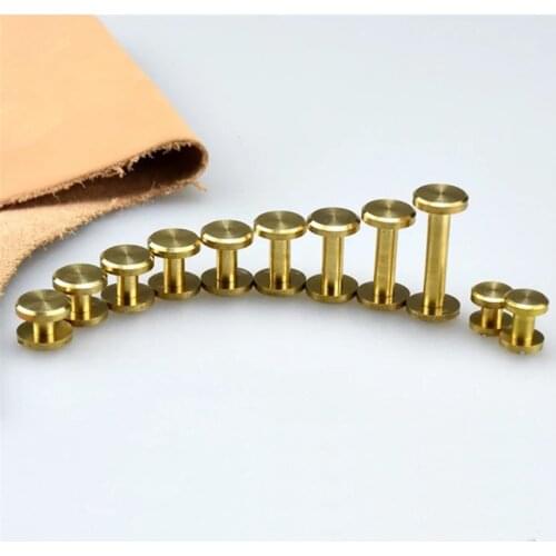 100pcs Solid Brass Binding Chicago Screws Nail Stud Rivets For Photo Album Leather Craft Studs Belt Wallet Fasteners 8mm Cap dia