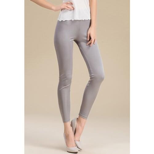 Women long Leggings Solid slim leggings Full length Plus size Anti emptied bottoming pants 100% real Silk Basic Leggings