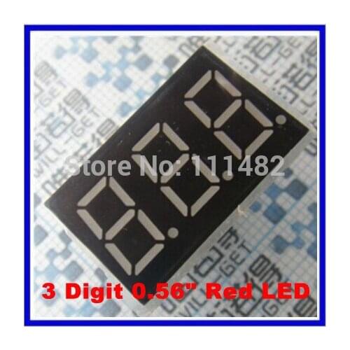 10 PCS /LOT 3 Digit 0.56" Red LED DISPLAY COMMON CATHODE
