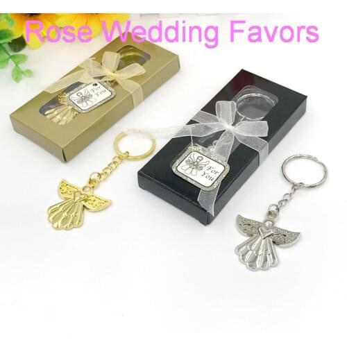15pcs/Lot)FREE SHIPPING+Guardian Angel Key Ring Metal Angel Keychain Wedding&Baby Shower Favors Birthday Party Giveaway