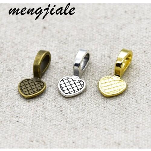 30pcs Alloy Metal Heart Oval Silver Plated charms Earring Bails Pendants Glue on Bails for Glass Tile DIY Jewelry Making 19*9mm