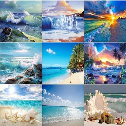 5D DIY Diamond Painting Ocean Beach Rhinestone Picture Diamond Embroidery Landscape Mosaic Sale Home Decor Gift Diamond Painting