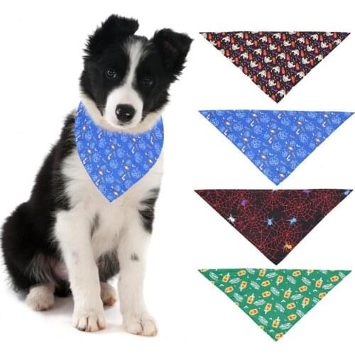 Dog Bandana Pumpkin Spider Pattern Decorative Pet Dogs Triangle Bib Collar Neckerchief Cat Neck Decor Dress Up Pet Accessory