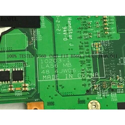 BiNFUL STOCK ,TESTED, 10203-1 LA56 MB 48.4JW01.011 LAPTOP MOTHEBOARD FOR LENOVO V560 NOTEBOOK MAINBOARD,(NOT FIT B560)