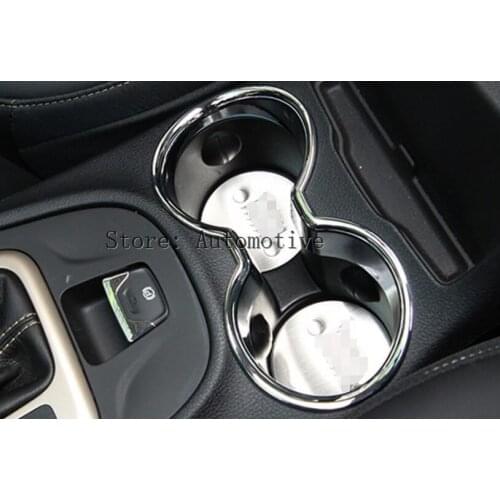 For Jeep Cherokee Silver/Black Inner Console Water Cup Holder Trim Cover 2014-2016 3pcs